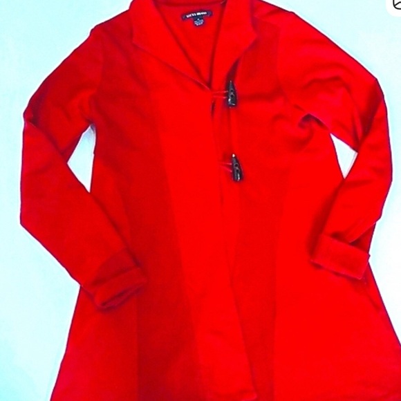 Vintage Lucky Brand Maroon Trench Coat Toggle Button Cardigan, M - Picture 4 of 12